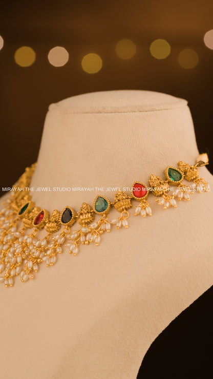 NAVARATNA TEMPLE NECKLACE