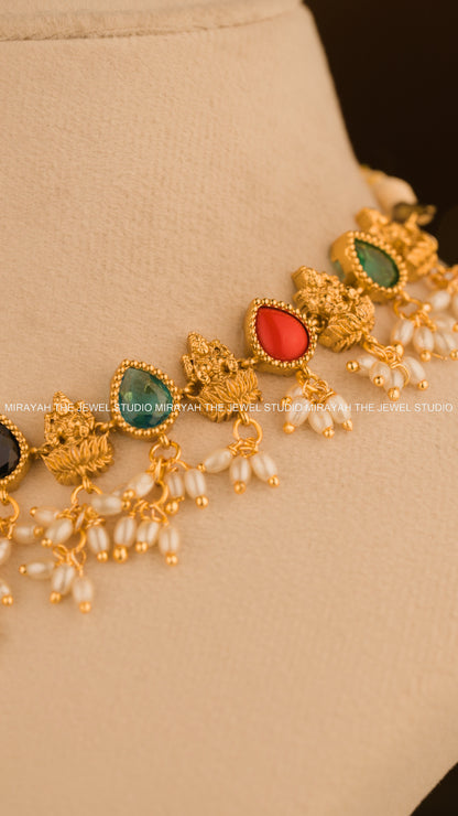 NAVARATNA TEMPLE NECKLACE