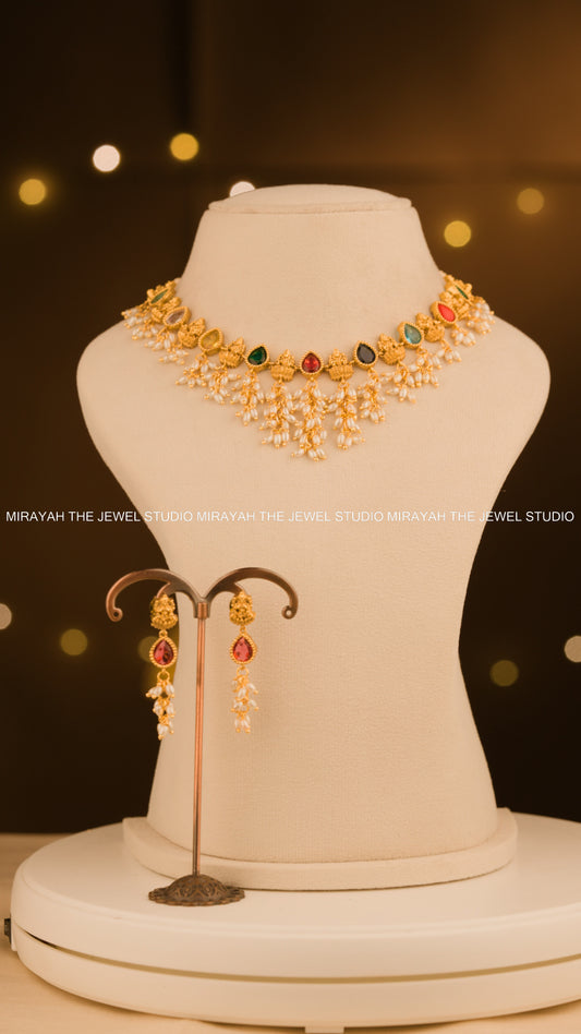 NAVARATNA TEMPLE NECKLACE