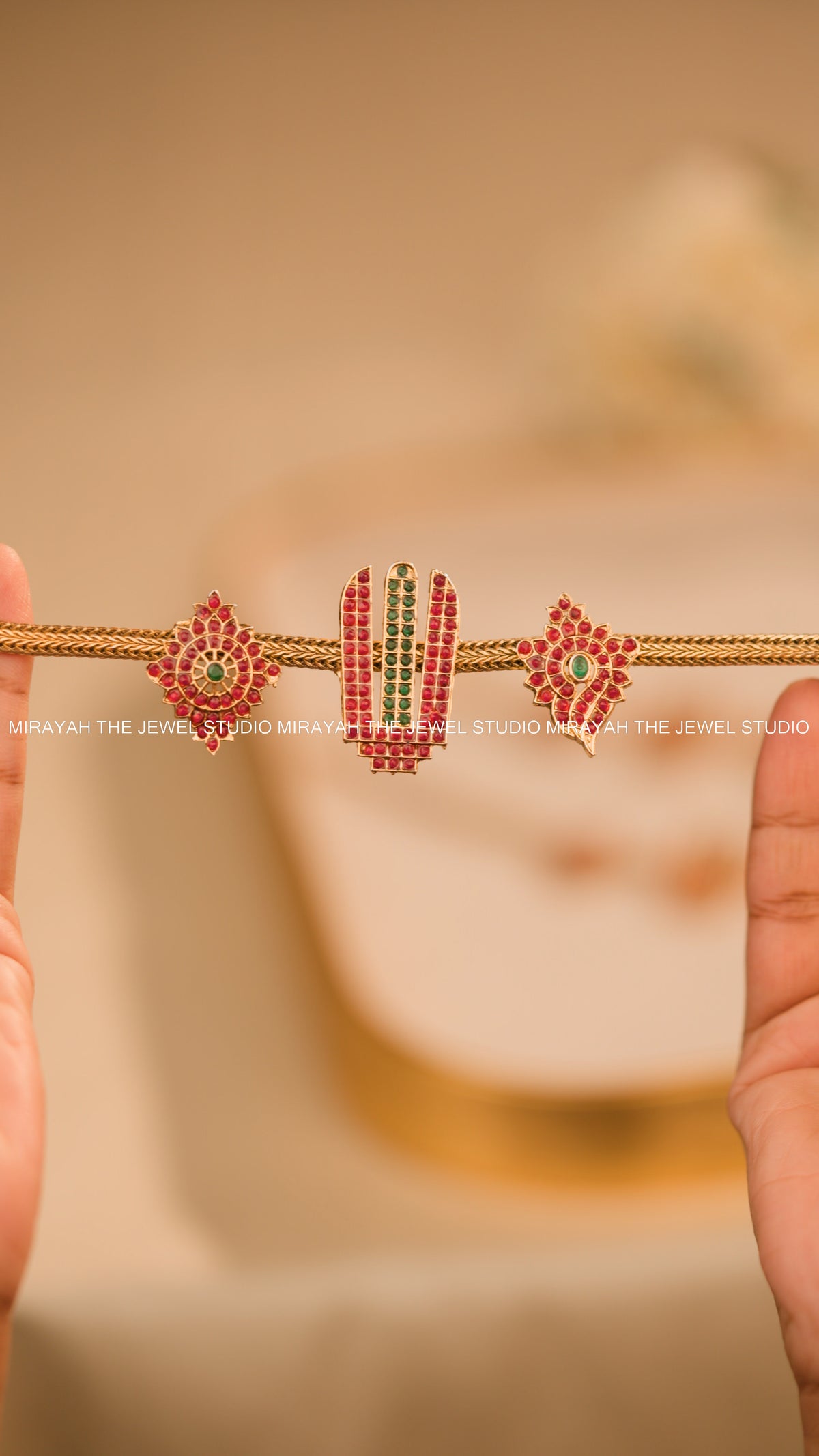 TIRUMALA NAMAM CHOKER/ NECKLACE - RED AND GREEN