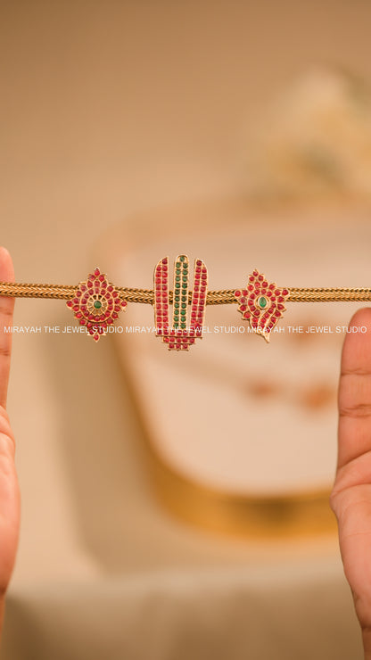 TIRUMALA NAMAM CHOKER/ NECKLACE - RED AND GREEN