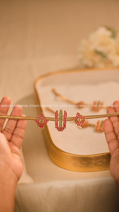 TIRUMALA NAMAM CHOKER/ NECKLACE - RED AND GREEN