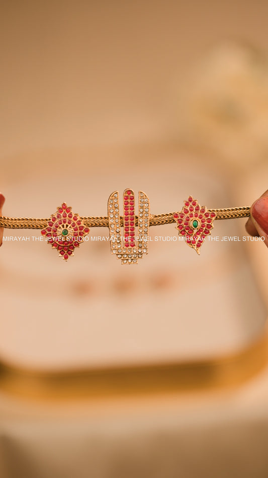 TIRUMALA NAMAM CHOKER/NECKLACE - RED AND WHITE
