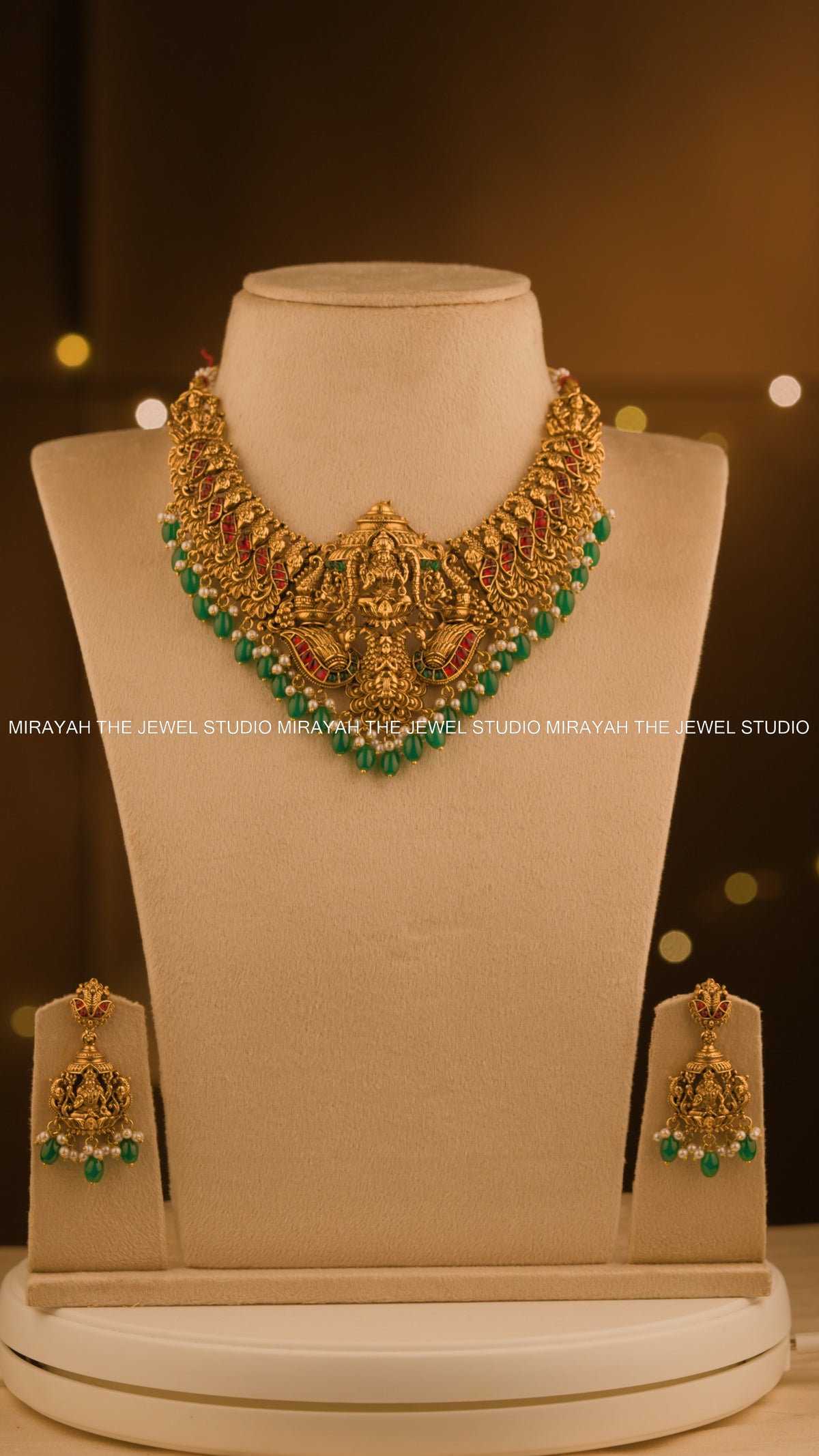 DEVIKA TEMPLE NECKLACE - GREEN