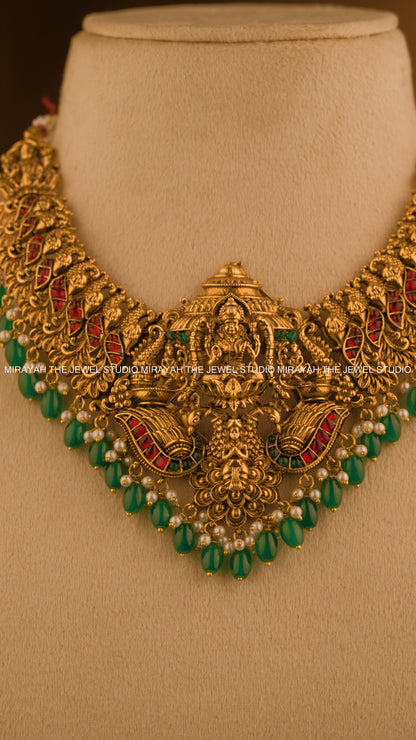 DEVIKA TEMPLE NECKLACE - GREEN