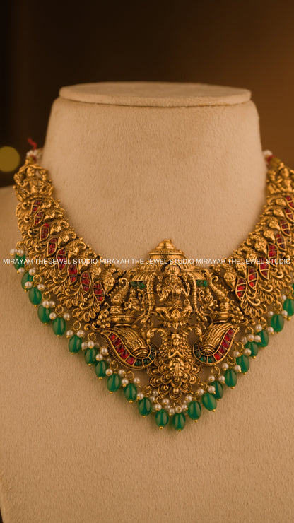 DEVIKA TEMPLE NECKLACE - GREEN