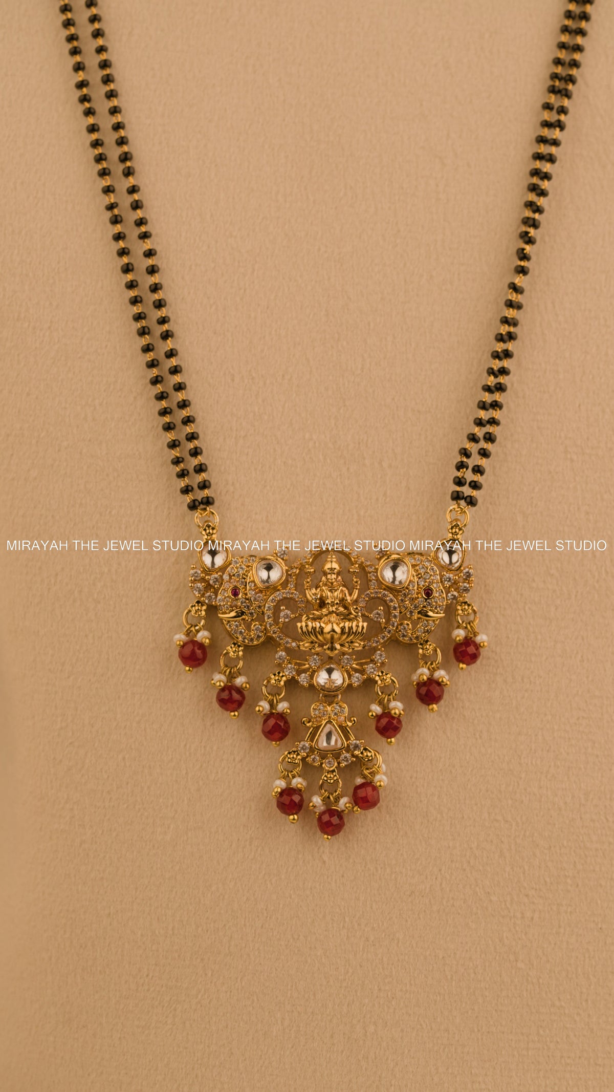 BLACK BEAD GAJALAKSHMI HARAM