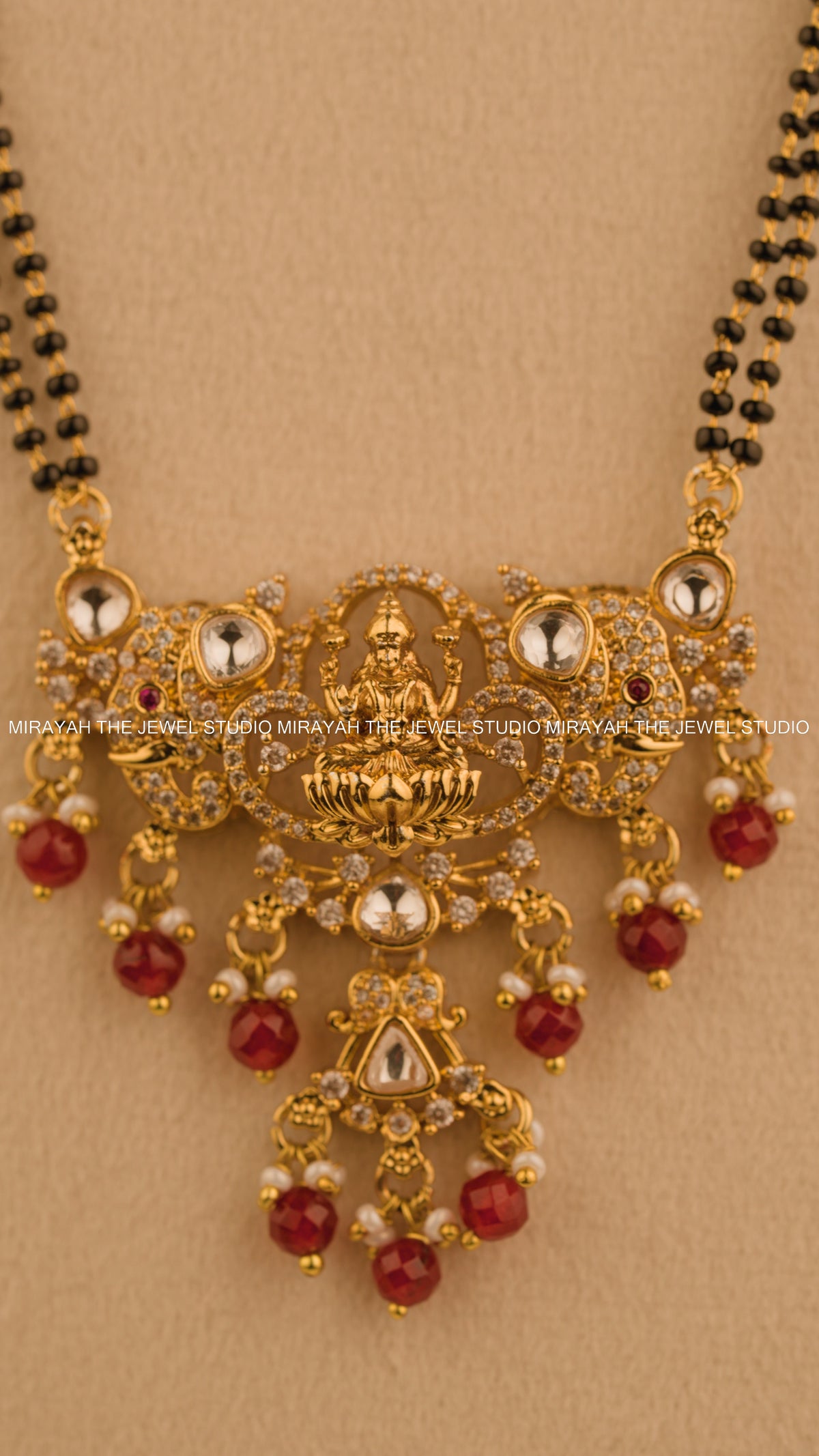 BLACK BEAD GAJALAKSHMI HARAM
