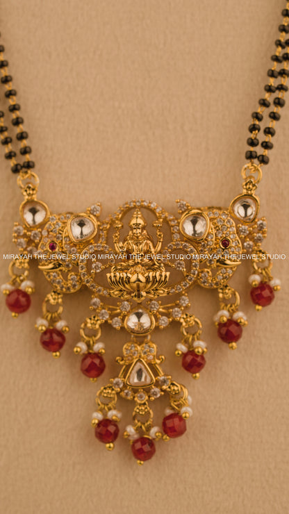 BLACK BEAD GAJALAKSHMI HARAM