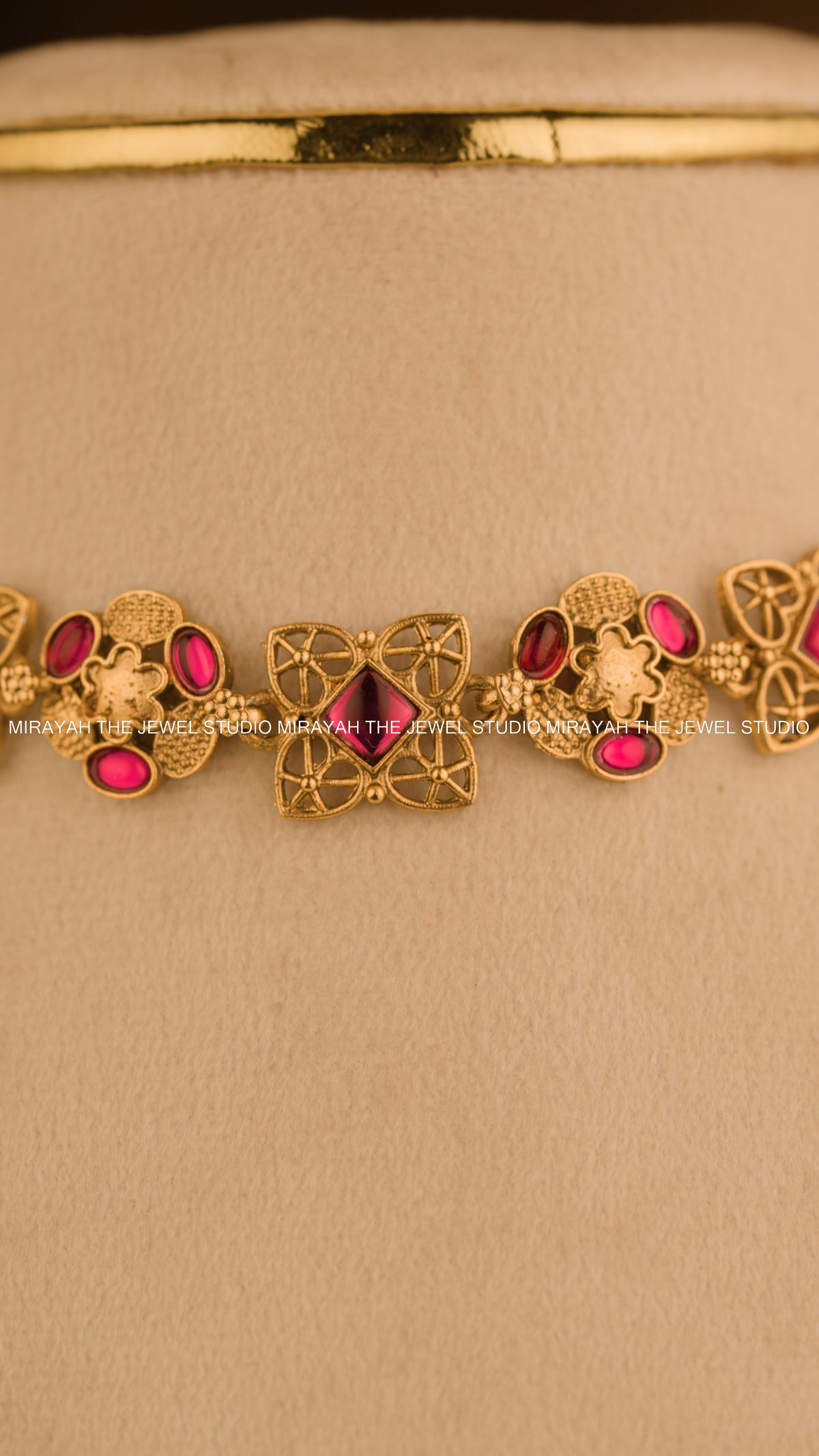 JEWEL MOSAIC CHOKER/ NECKLACE - RUBY