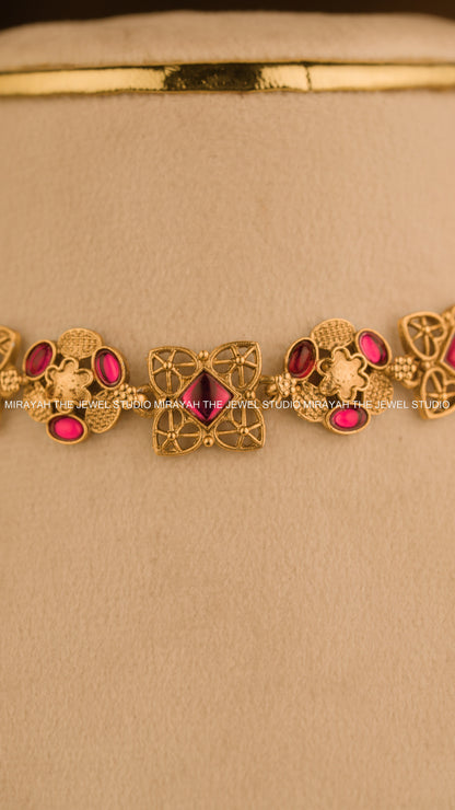 JEWEL MOSAIC CHOKER/ NECKLACE - RUBY