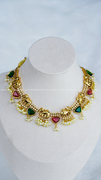 AD TUSKER SEQUENCE NECKLACE - RED AND GREEN
