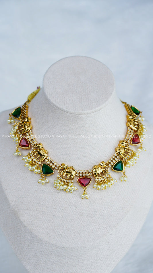 AD TUSKER SEQUENCE NECKLACE - RED AND GREEN