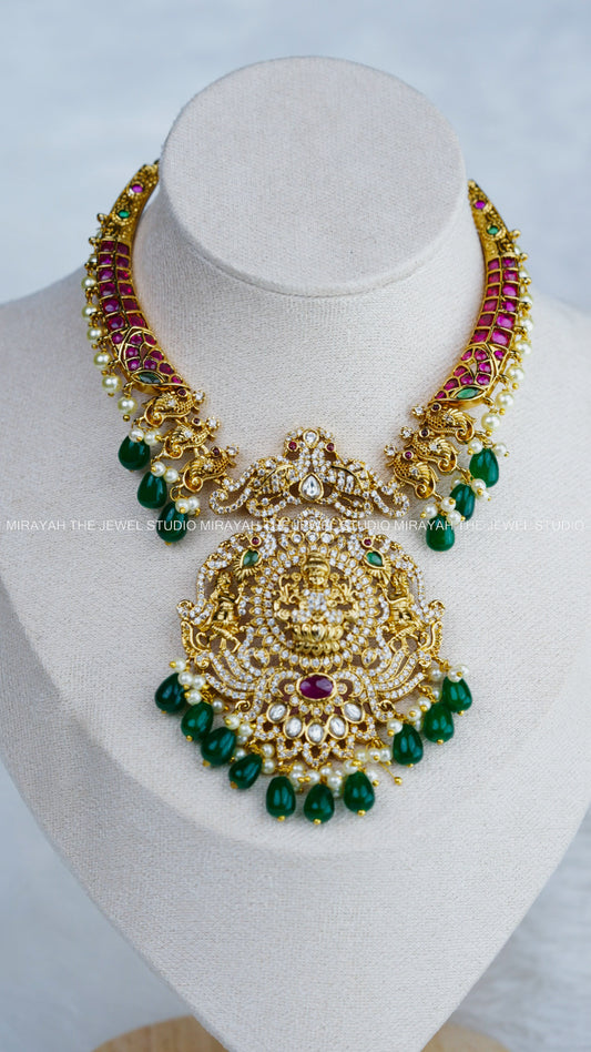 PREMIUM MAYURI KEMP NECKLACE - GREEN