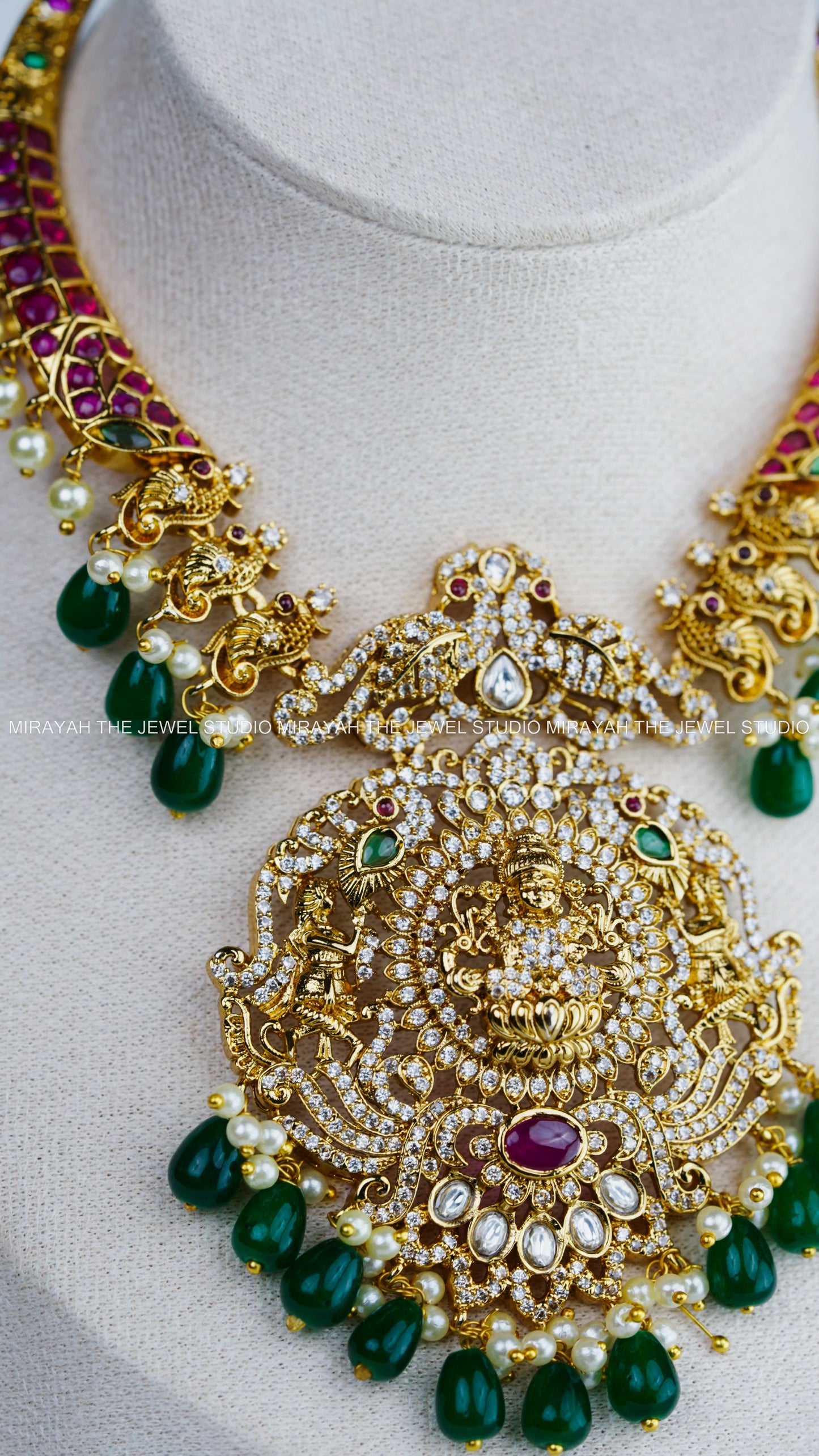 PREMIUM MAYURI KEMP NECKLACE - GREEN