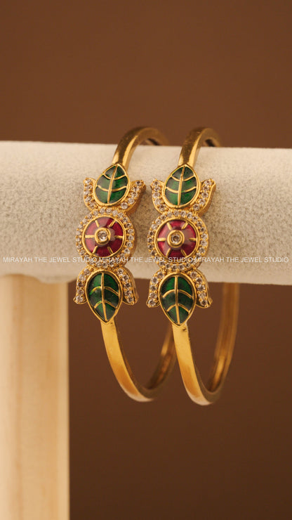 LEAF AND BLOSSOM BANGLE (2PC)