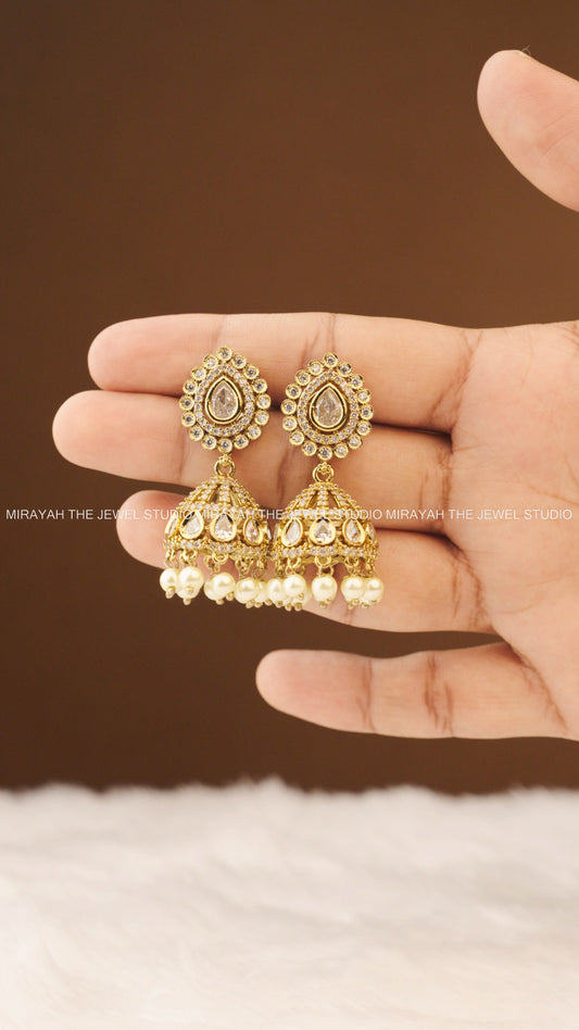 SWARNA BELLA JHUMKA - WHITE