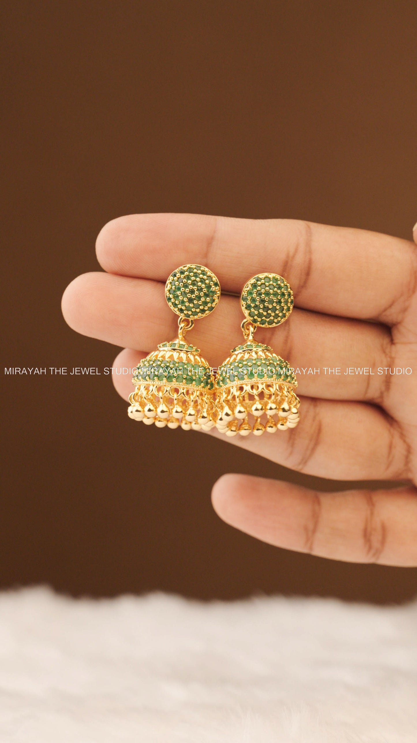 PACHAI PUSHPAM JHUMKA (GOLD PLATED)
