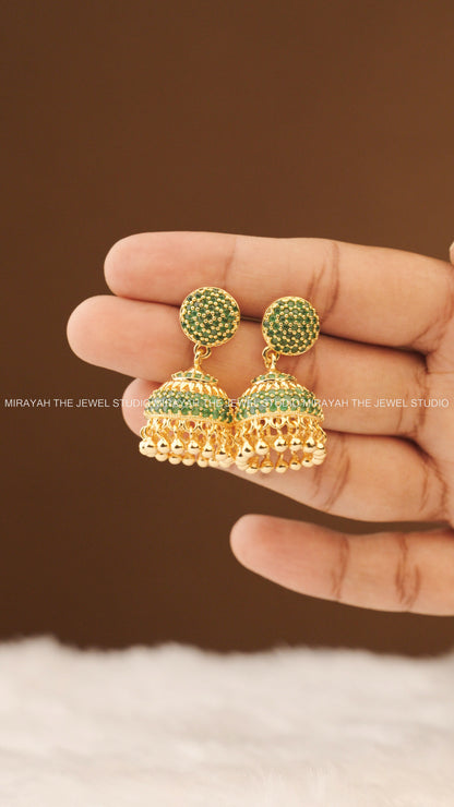 PACHAI PUSHPAM JHUMKA (GOLD PLATED)
