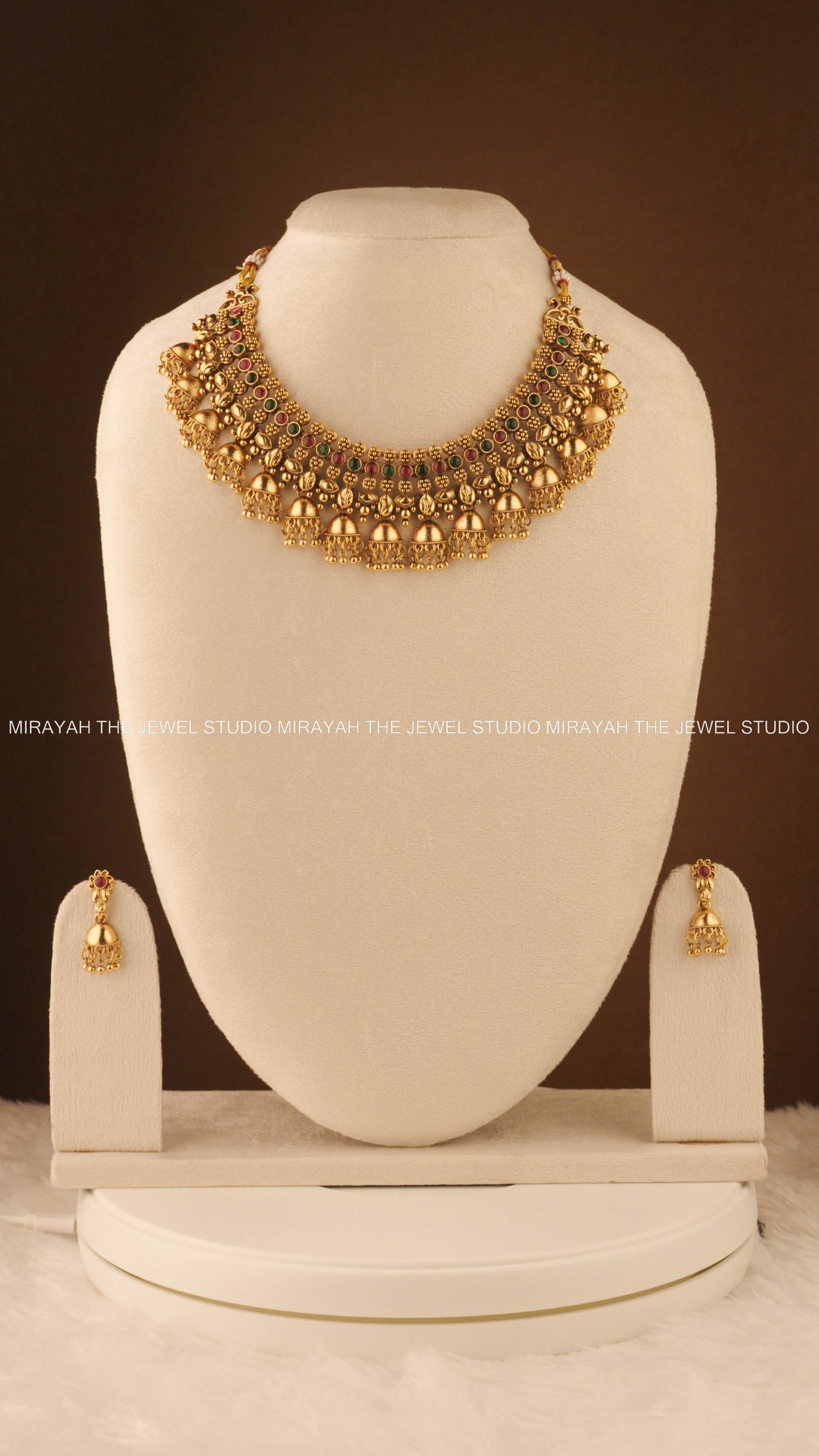 JHUMKA TARA NECKLACE - RED AND GREEN