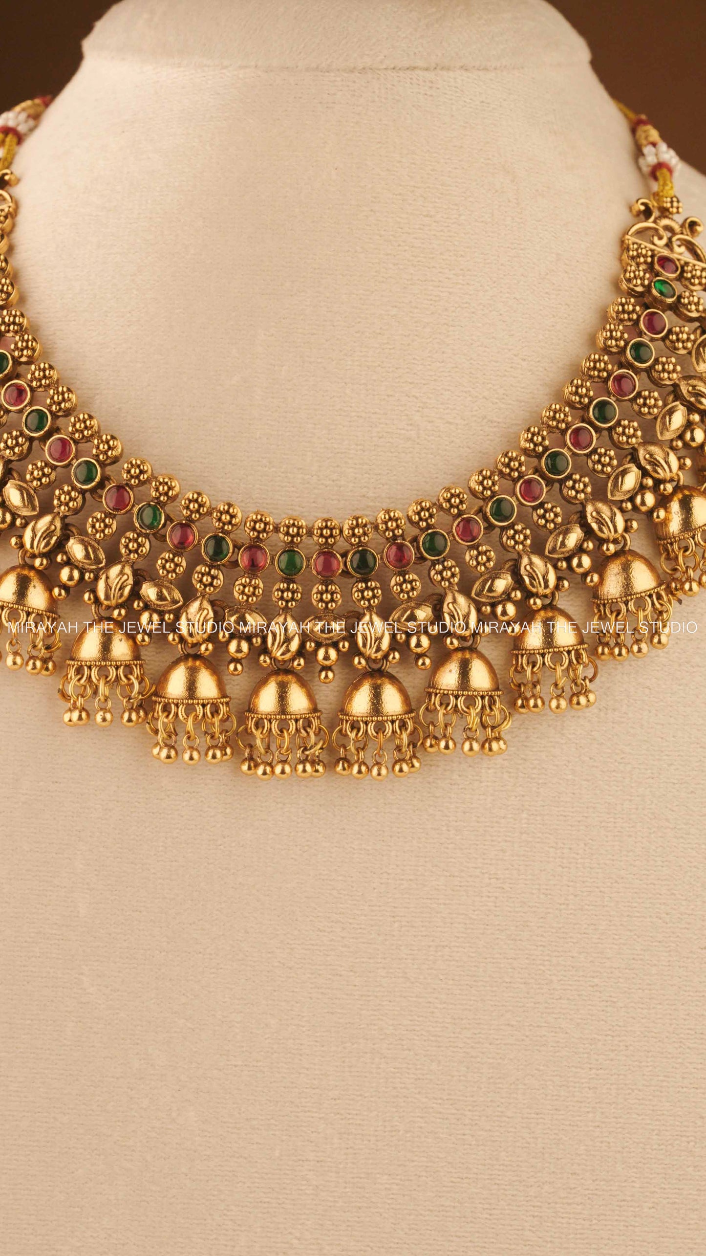 JHUMKA TARA NECKLACE - RED AND GREEN