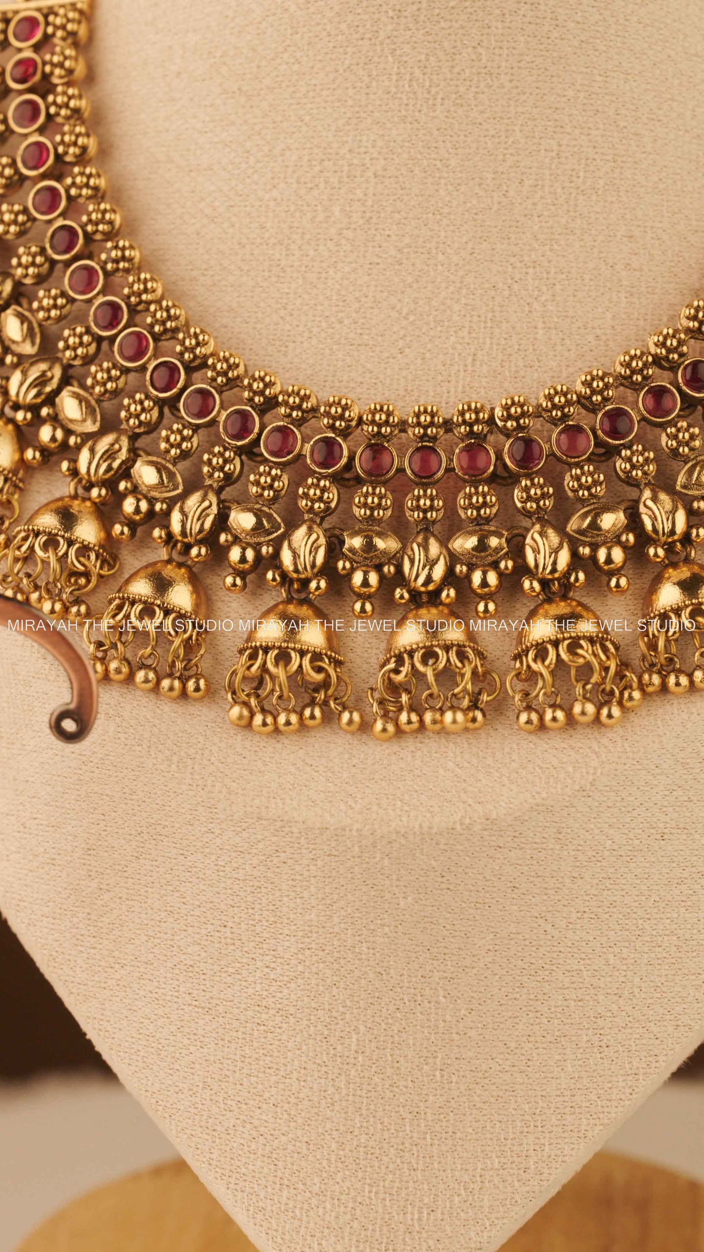 JHUMKA TARA NECKLACE - RED