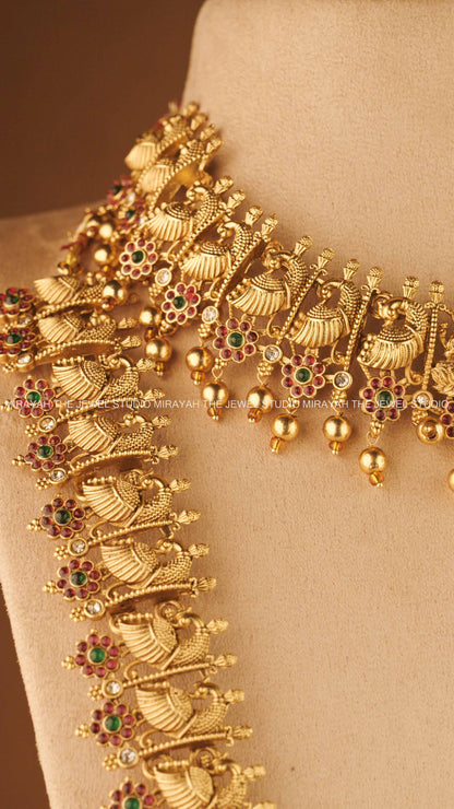 PEACOCK PADMINI BRIDAL COMBO WITH HIP CHAIN