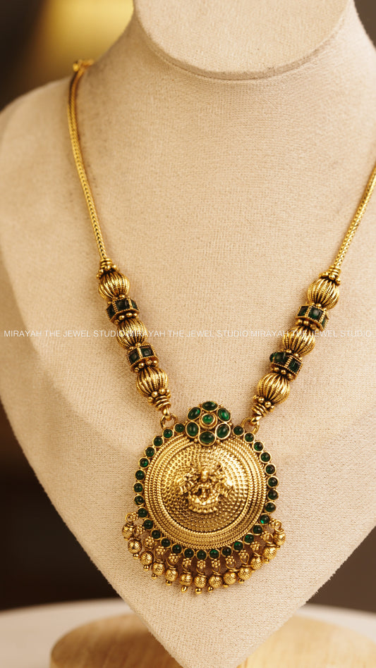 GAJALAKSHMI PENDANT CHAIN -GREEN