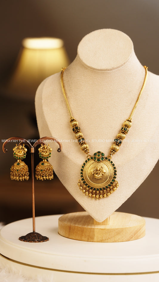 GAJALAKSHMI PENDANT CHAIN -GREEN