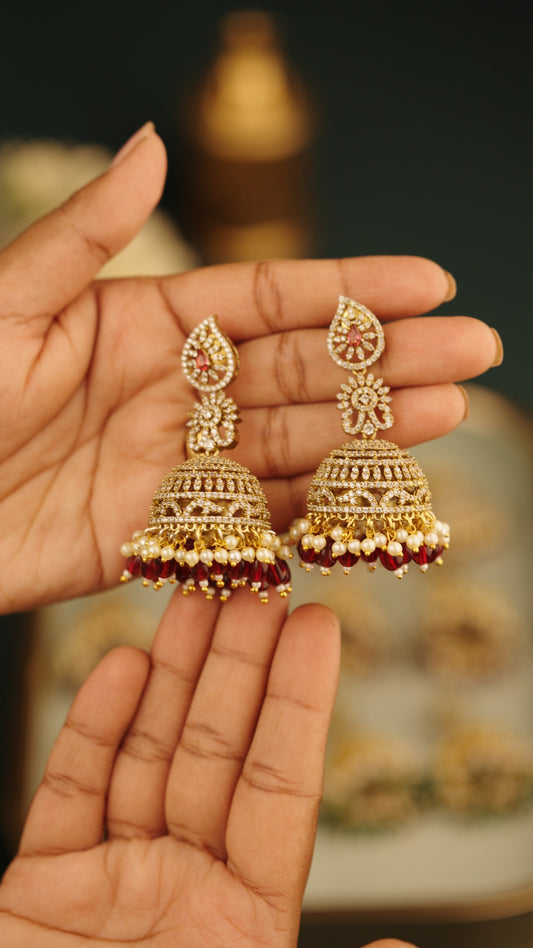 PREMIUM VELOURA JHUMKA - MAROON