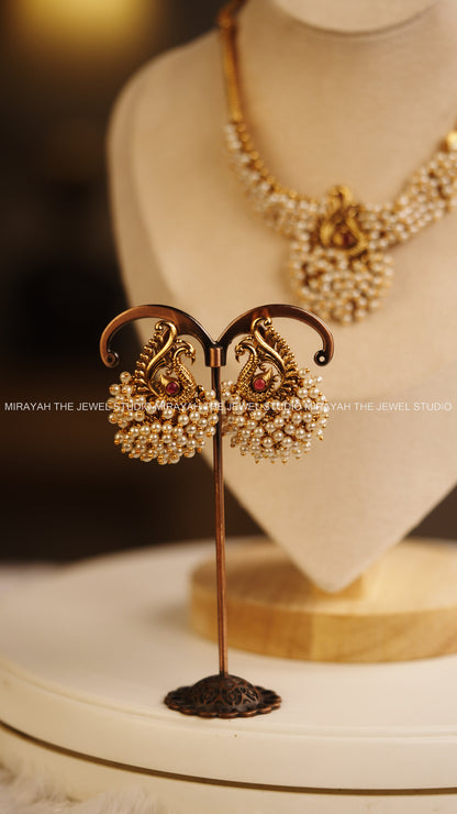 PEARL PEACOCK NECKLACE - WHITE