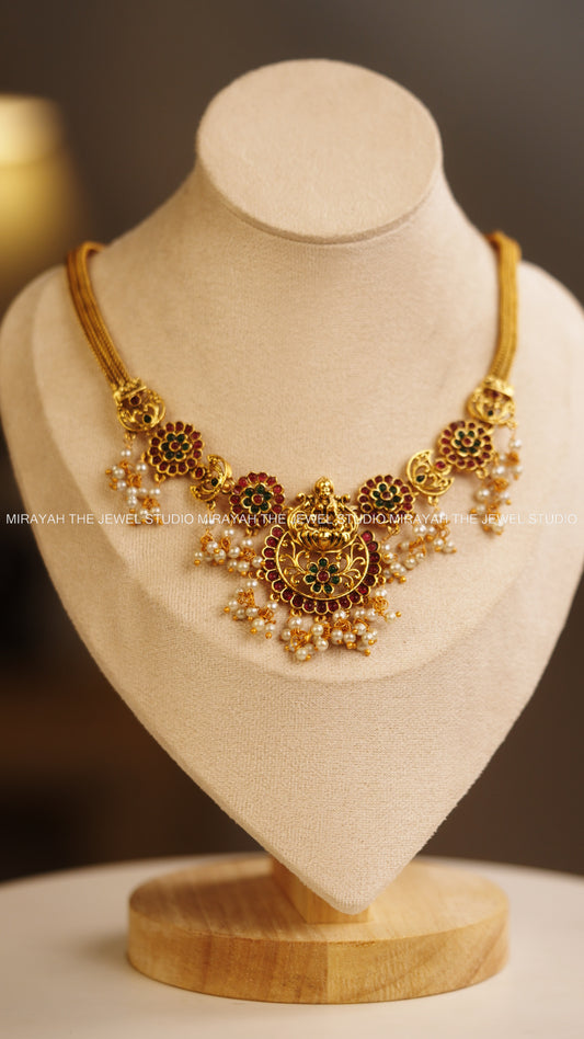 NARAYANI ROUND FLORAL NECKLACE - MULTI